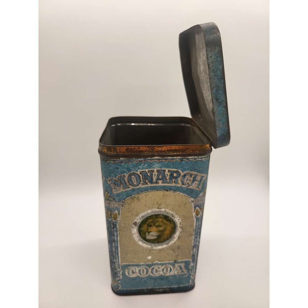 Vintage Monarch Cocoa Tin Can Murdoch Co Boston Lion Logo Collectible